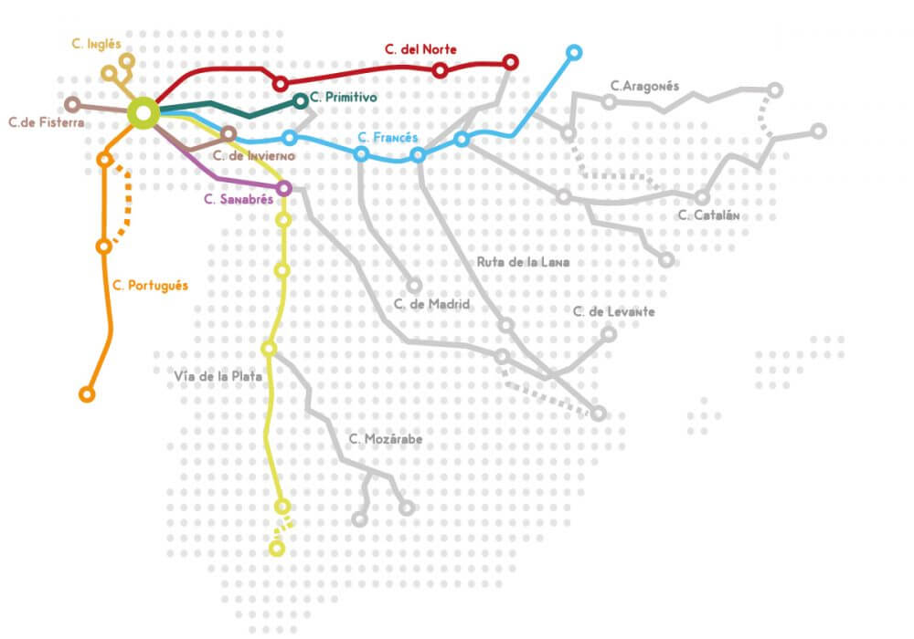 Карта маршрутов Пути Сантьяго