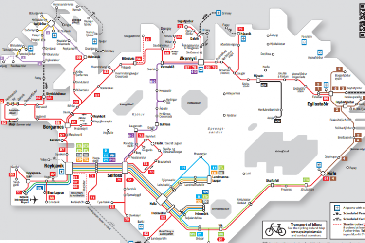 Карта исландского транспорта