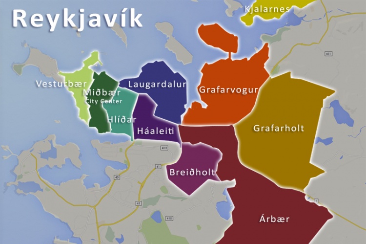 Карта районов Рейкьявика
