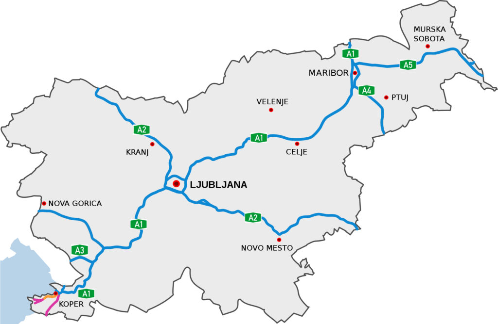 Карта платных дорог из Любляны
