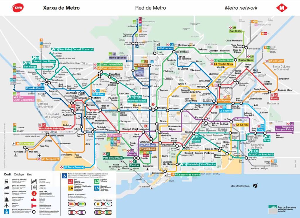 Карта метро Барселоны, Испания