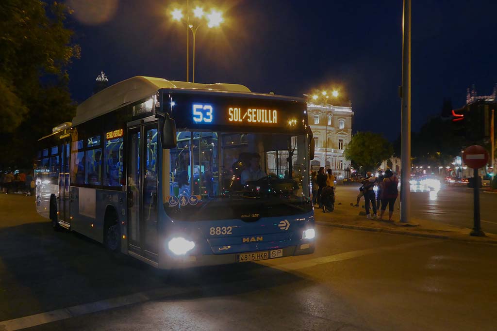 Мадрид, движение автобусов ночью